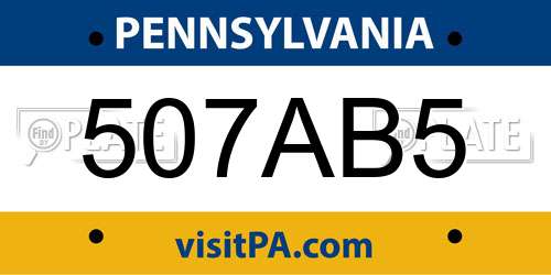 507AB5 Pennsylvania License Plate