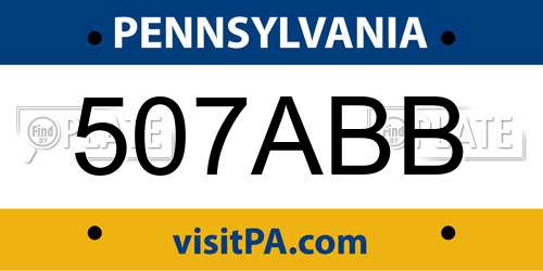 507ABB Pennsylvania License Plate
