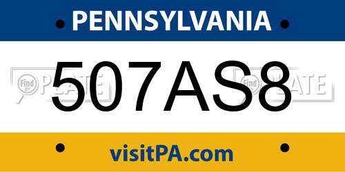 507AS8 Pennsylvania License Plate