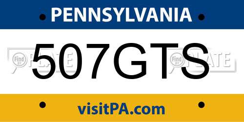 507GTS Pennsylvania License Plate