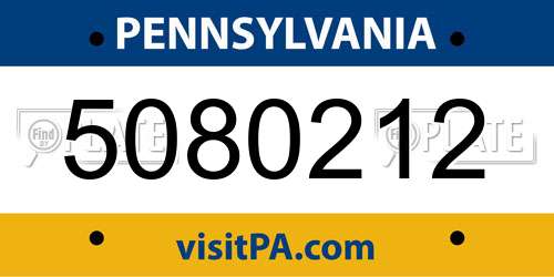 5080212 Pennsylvania License Plate