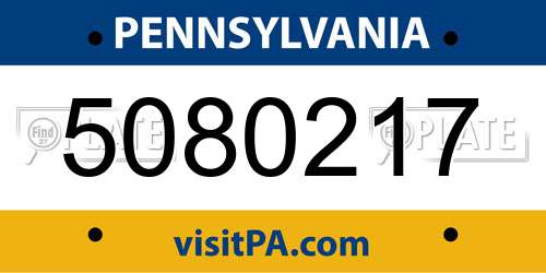 5080217 Pennsylvania License Plate
