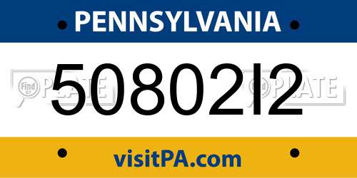 50802I2 Pennsylvania License Plate