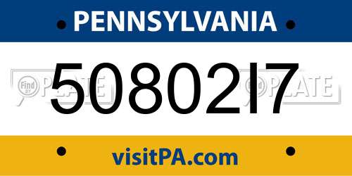 50802I7 Pennsylvania License Plate