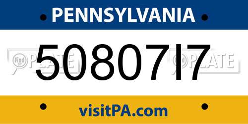 50807I7 Pennsylvania License Plate