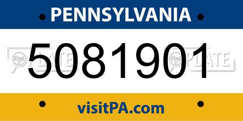 5081901 Pennsylvania License Plate