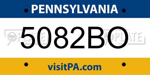 5082BO Pennsylvania License Plate