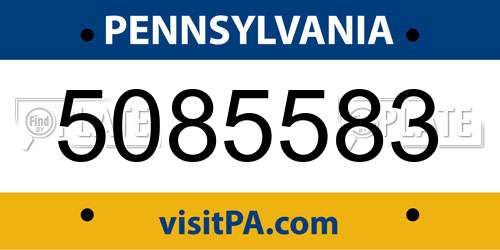 5085583 Pennsylvania License Plate