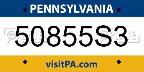 50855S3 Pennsylvania License Plate