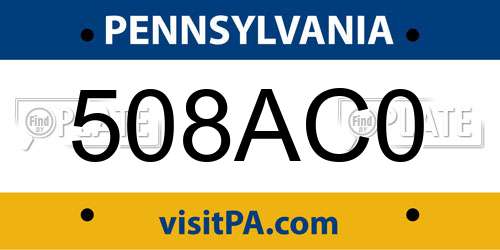 508AC0 Pennsylvania License Plate