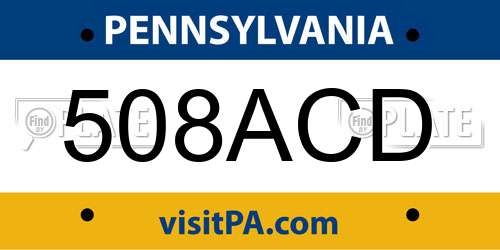 508ACD Pennsylvania License Plate
