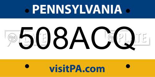 508ACQ Pennsylvania License Plate