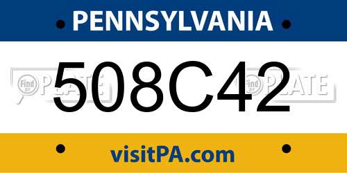 508C42 Pennsylvania License Plate