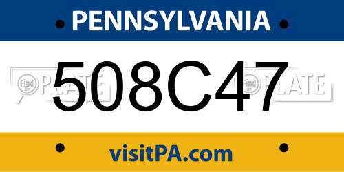 508C47 Pennsylvania License Plate