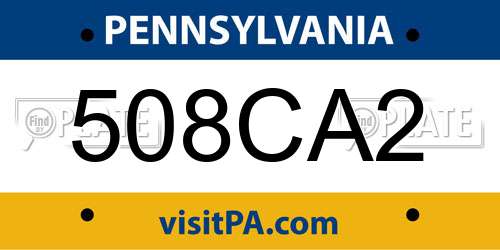 508CA2 Pennsylvania License Plate