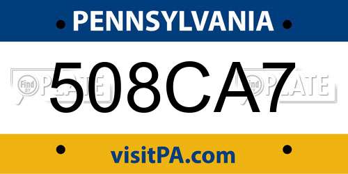 508CA7 Pennsylvania License Plate