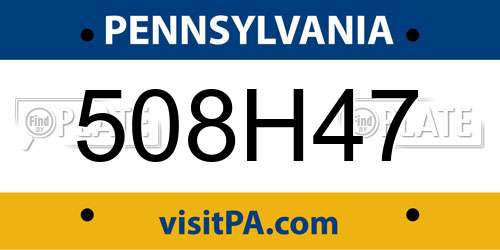 508H47 Pennsylvania License Plate