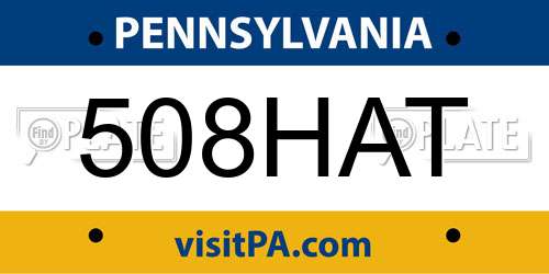 508HAT Pennsylvania License Plate