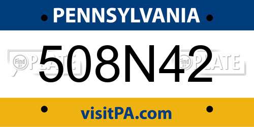 508N42 Pennsylvania License Plate