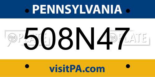 508N47 Pennsylvania License Plate