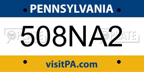 508NA2 Pennsylvania License Plate