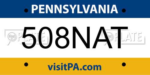 508NAT Pennsylvania License Plate
