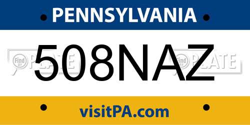 508NAZ Pennsylvania License Plate