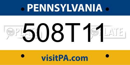 508T11 Pennsylvania License Plate