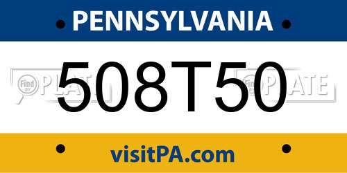 508T50 Pennsylvania License Plate