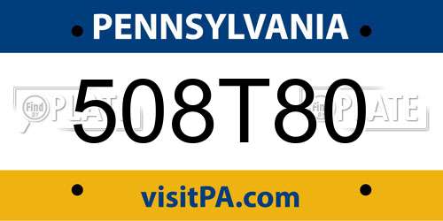 508T80 Pennsylvania License Plate