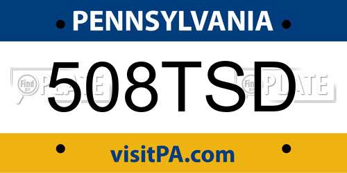 508TSD Pennsylvania License Plate