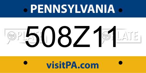 508Z11 Pennsylvania License Plate