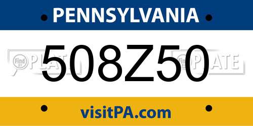 508Z50 Pennsylvania License Plate