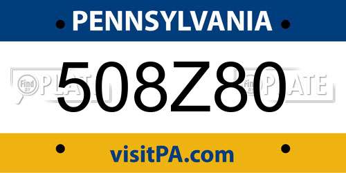 508Z80 Pennsylvania License Plate