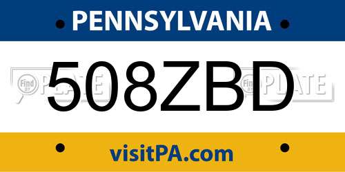 508ZBD Pennsylvania License Plate