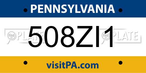 508ZI1 Pennsylvania License Plate