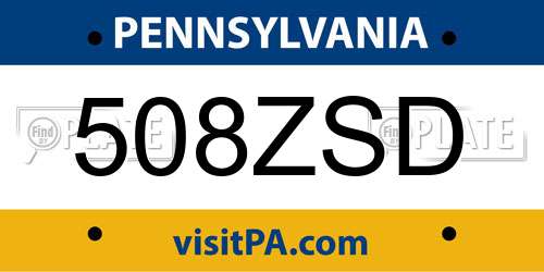 508ZSD Pennsylvania License Plate