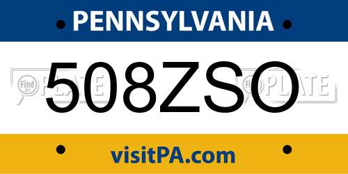 508ZSO Pennsylvania License Plate