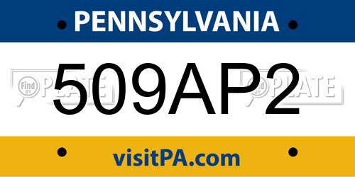 509AP2 Pennsylvania License Plate
