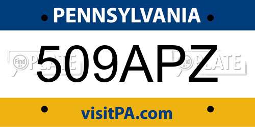 509APZ Pennsylvania License Plate