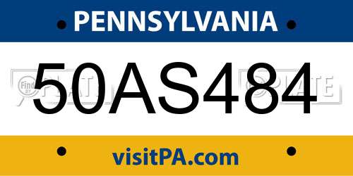 50AS484 Pennsylvania License Plate