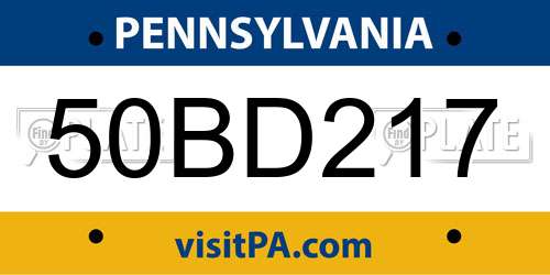 50BD217 Pennsylvania License Plate