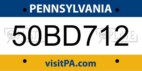 50BD712 Pennsylvania License Plate