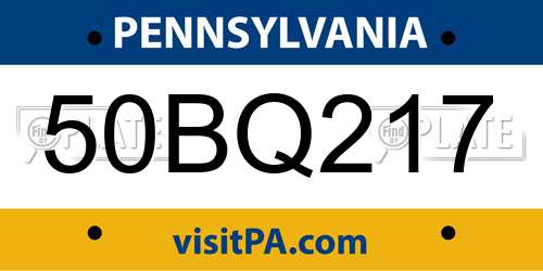 50BQ217 Pennsylvania License Plate