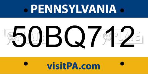 50BQ712 Pennsylvania License Plate