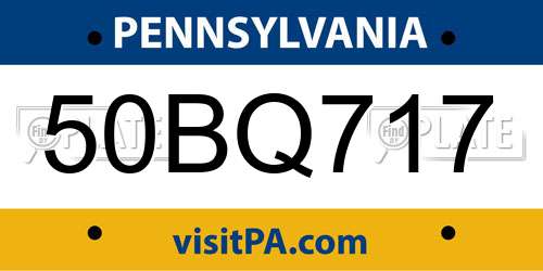 50BQ717 Pennsylvania License Plate