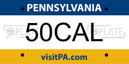 50CAL Pennsylvania License Plate