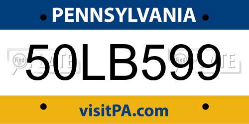 50LB599 Pennsylvania License Plate