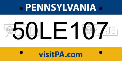 50LE107 Pennsylvania License Plate