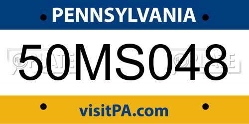 50MS048 Pennsylvania License Plate